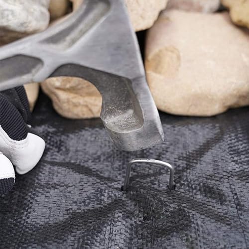 Miniatura 4 de Paquete de 50 grapas de paisaje de 12 pulgadas, estacas de jardín resistentes, grapas de tela galvanizada, grapas de tierra para anclar tela de