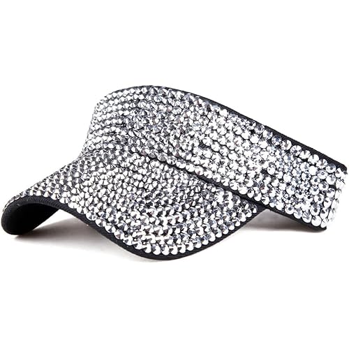 Gudessly Shiny Rhinestones Sport Sun Visor Adjustable Summer Cap Visor Caps for Women Men
