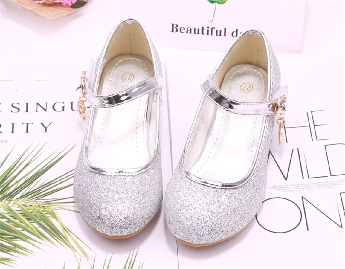 Scarpe Tacco Alto Per Bambina Con Glitter - Punta Aperta, Stile Principessa, Per Feste E Costumi - Foto 5