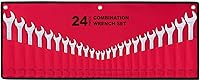EFFICERE 24-Piece Combination Wrench Set SAE 1/4-1in Metric 8-24mm w/ Roll Pouch - Durable Chrome Vanadium Steel Lifetime Warranty