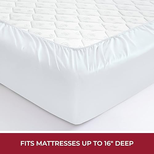 Miniatura 4 de Mellanni - Juego de sábanas de 3 piezas de 100% algodón orgánico de fibra larga de 400 hilos, adecuado para colchones de hasta 16pulgadas de