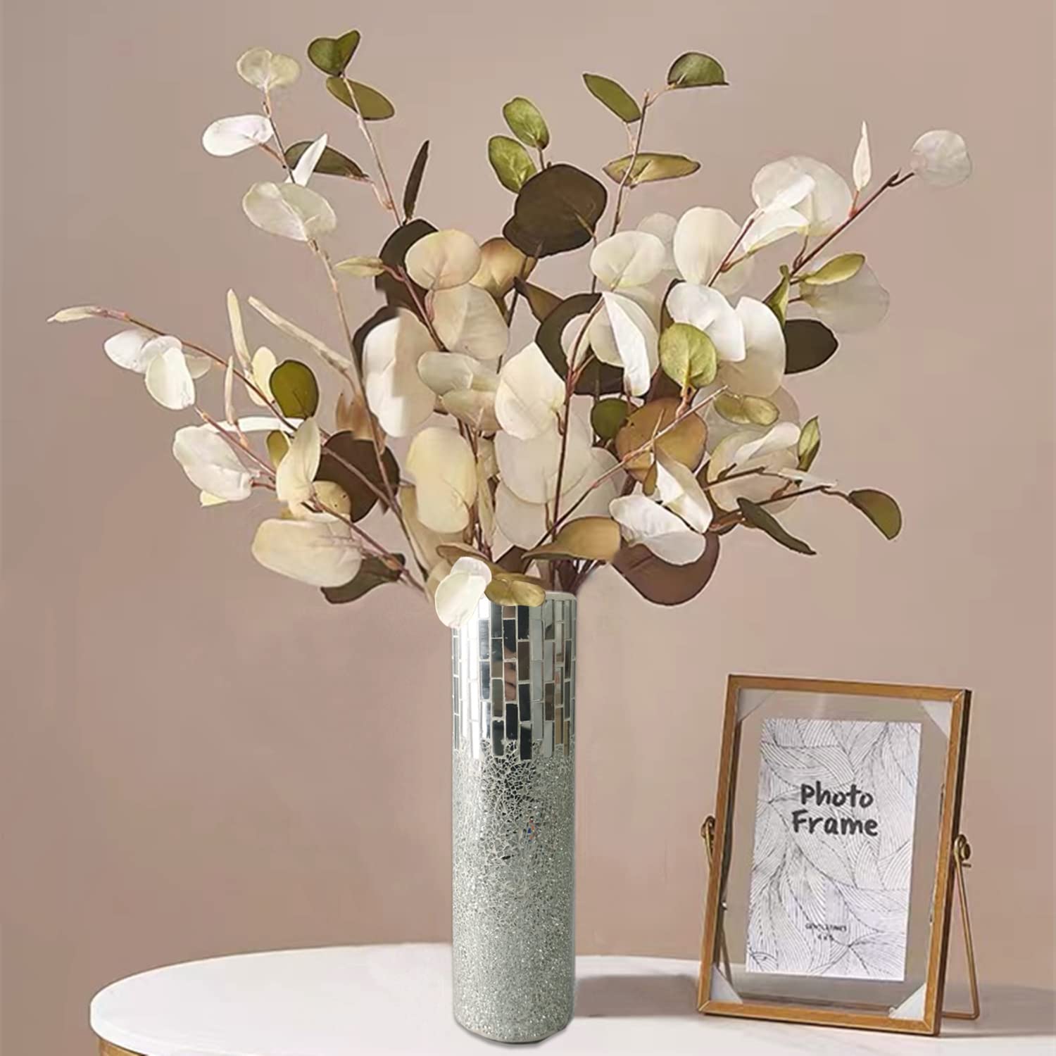 Amazon.co.jp: シルバーフラワー花瓶 ハンドメイド モザイク花瓶