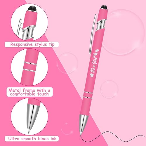 Miniatura 3 de Nuanchu 48 bolígrafos retráctiles para baby shower, con texto en inglés "It's a Boy Girl", bolígrafos de gel retráctiles de tinta negra, bolígrafos