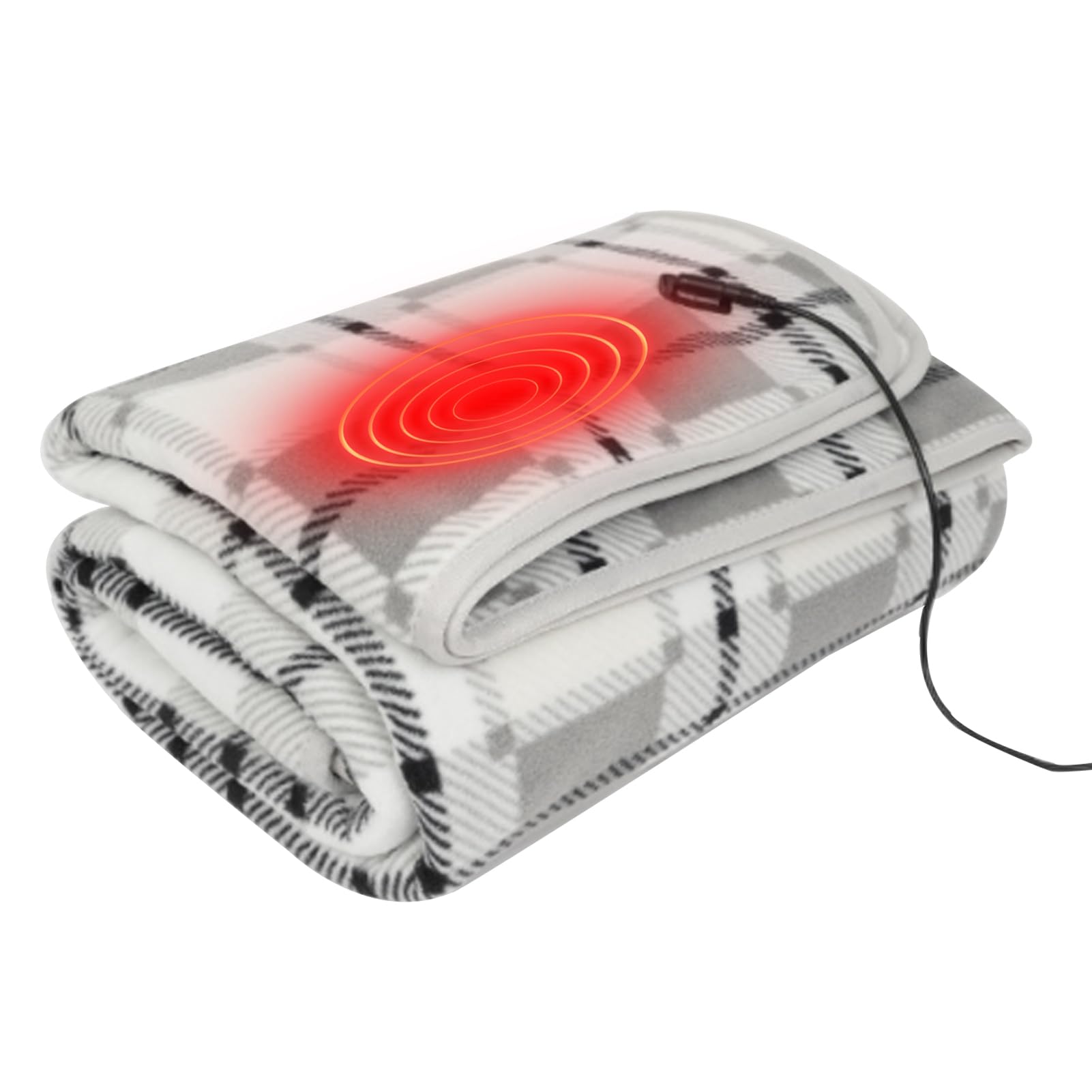 USB Powered Electric Heated Throw Blanket Portable USB Heating, Plaid Heated Blanket Washa...