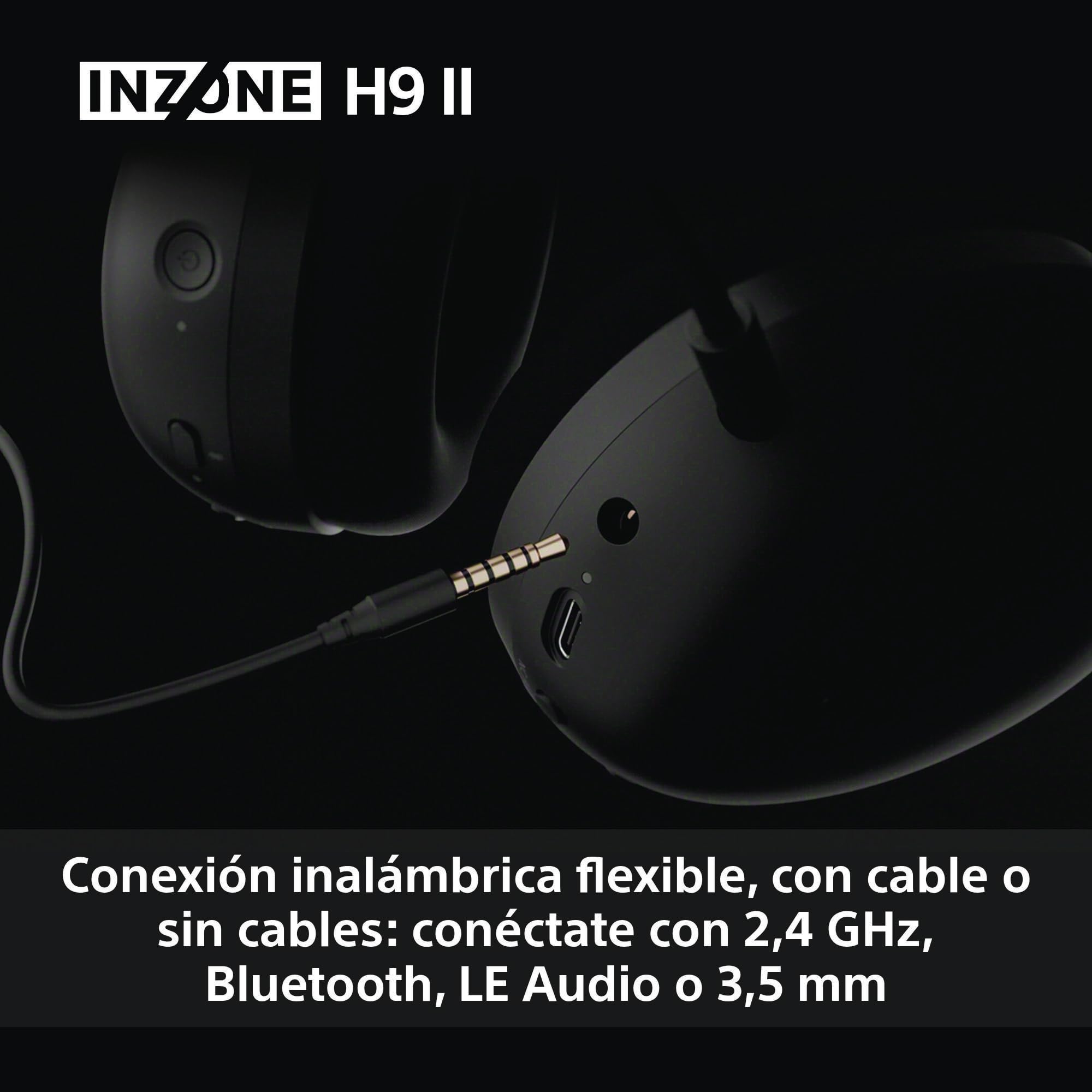 Sony INZONE H9 II: Auriculares Gaming inalámbricos con Noise Cancelling, Ligeros, Micrófono Cardioide Extraible con IA, 2,4 GHz y Bluetooth, Estuche Blando, para PC, PS5, Switch y Móviles, Negro