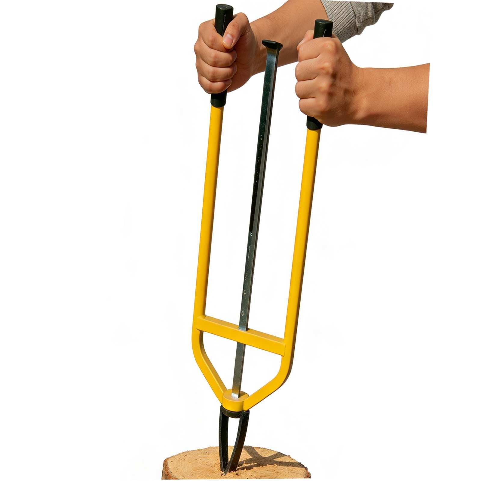 Fendeuse manuelle pour bois de chauffage, en acier inoxydable, rangement compact, poteau lisse et poignées ergonomiques pour une utilisation en extérieur