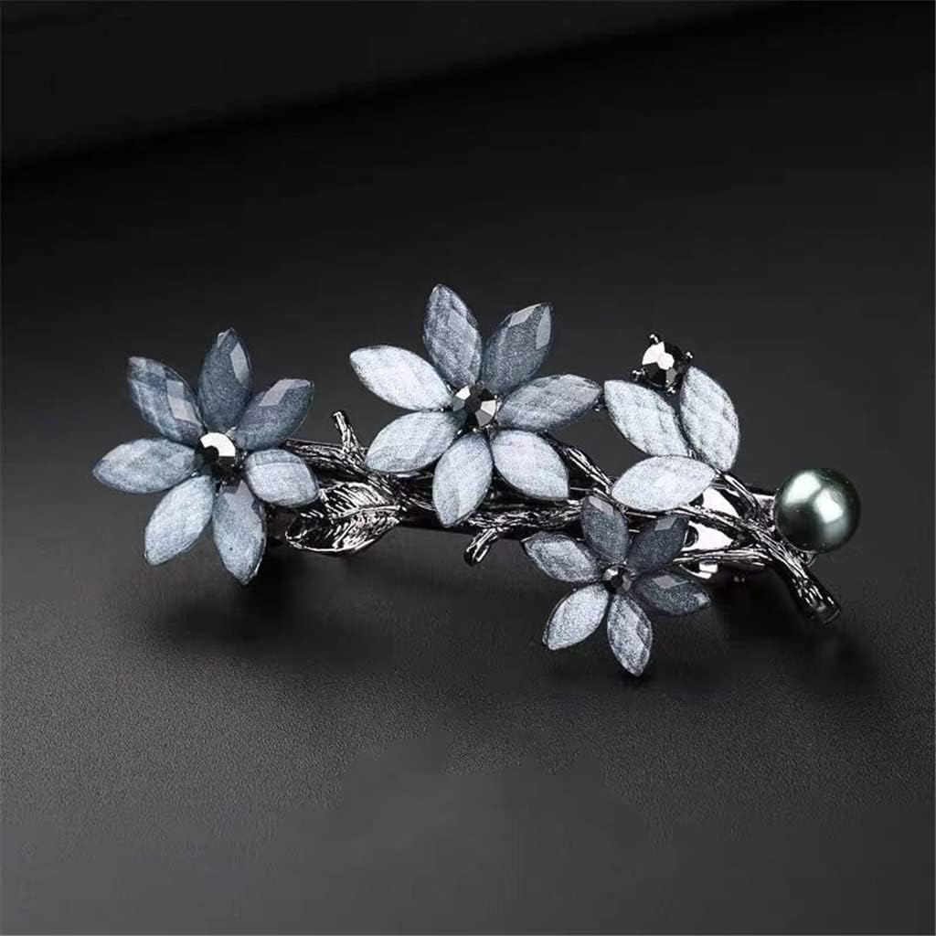 パンジー刺繍☆5センチパッチンピン♡グレー アクセサリー 5センチ