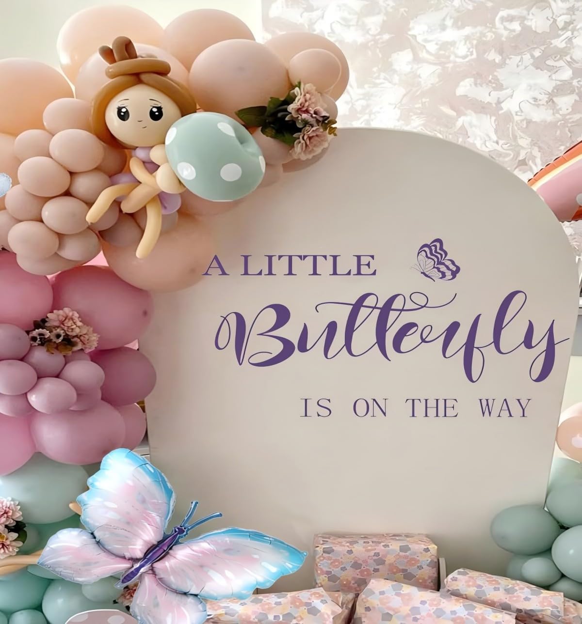 Backdrop Letters For Arch 'A Little Butterfly Is On The Way' Baby Shower  Decal - Gender Reveal Party Decorations Vinyl Sign Newborn Chiefs Set, image size:1200x1288