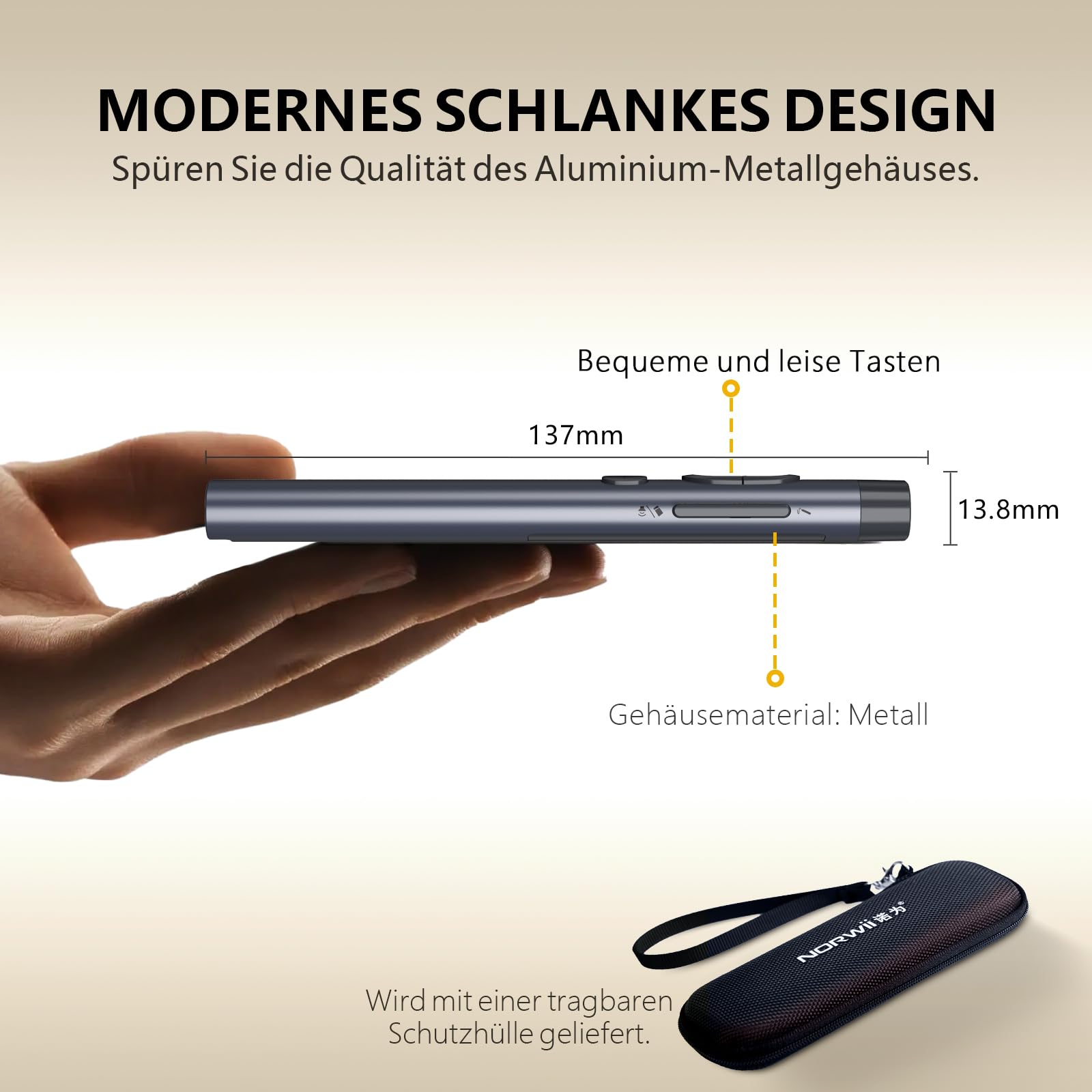Norwii N97 TV Bildschirm Präsentation Clicker für Powerpoint Präsentationen, Powerpoint Clicker, Präsentation Rremote, Bluetooth Wireless Presenter, Digital Pointer für TV Bildschirm