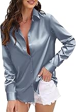 IndoPrimo Women's Satin Shirt with Spread Collar Neck Line Solid Pattern Full Sleeves Regular Fit Western Style and Standard Length