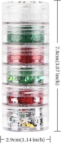 Miniatura 4 de Brillantina para uñas de Navidad, copos de nieve, lentejuelas de uñas rojo y verde, diseños de Navidad mezclados en polvo, hexágono, copos de