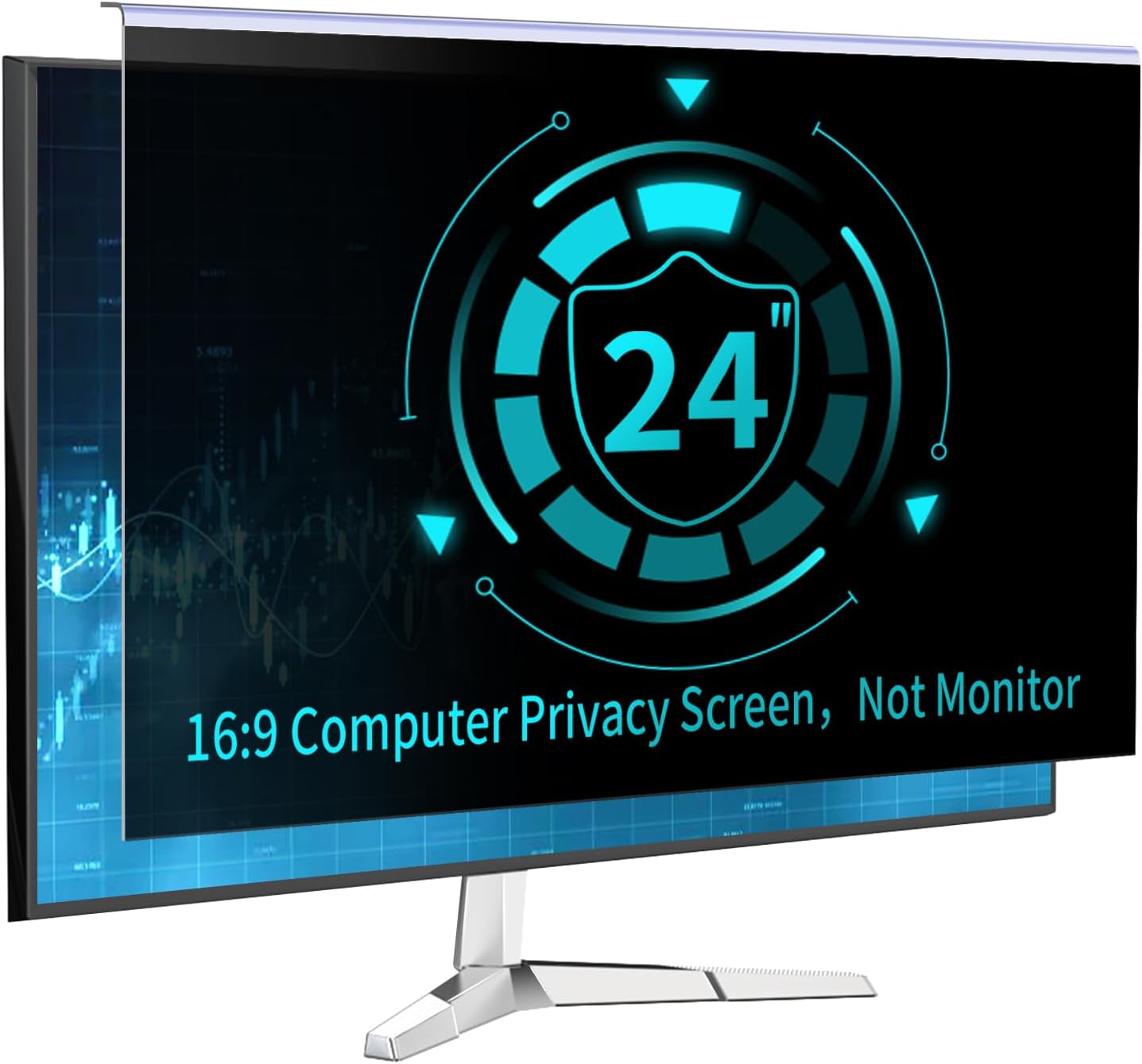 24 Inch Computer Privacy Screen for 16:9 Monitor, Anti-Blue Light Monitor Privacy Screen Filter, Anti-UV Computer Hanging Shield, Universal 23.6'', 23.8'', 24'' Hanging 24"WIDESCREEN (16:9)