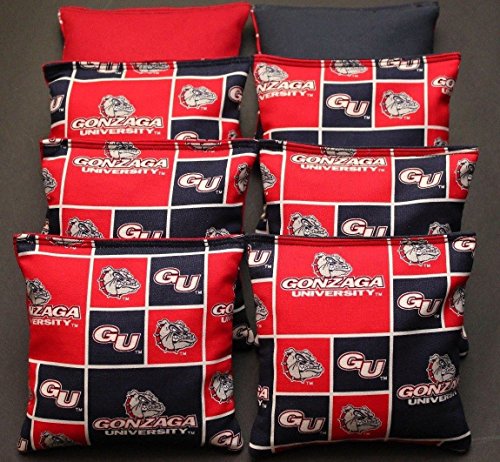 BackYardGamesUSA 8 Regulation Cornhole BEANBAGS Made w Gonzaga Bulldogs Fabric