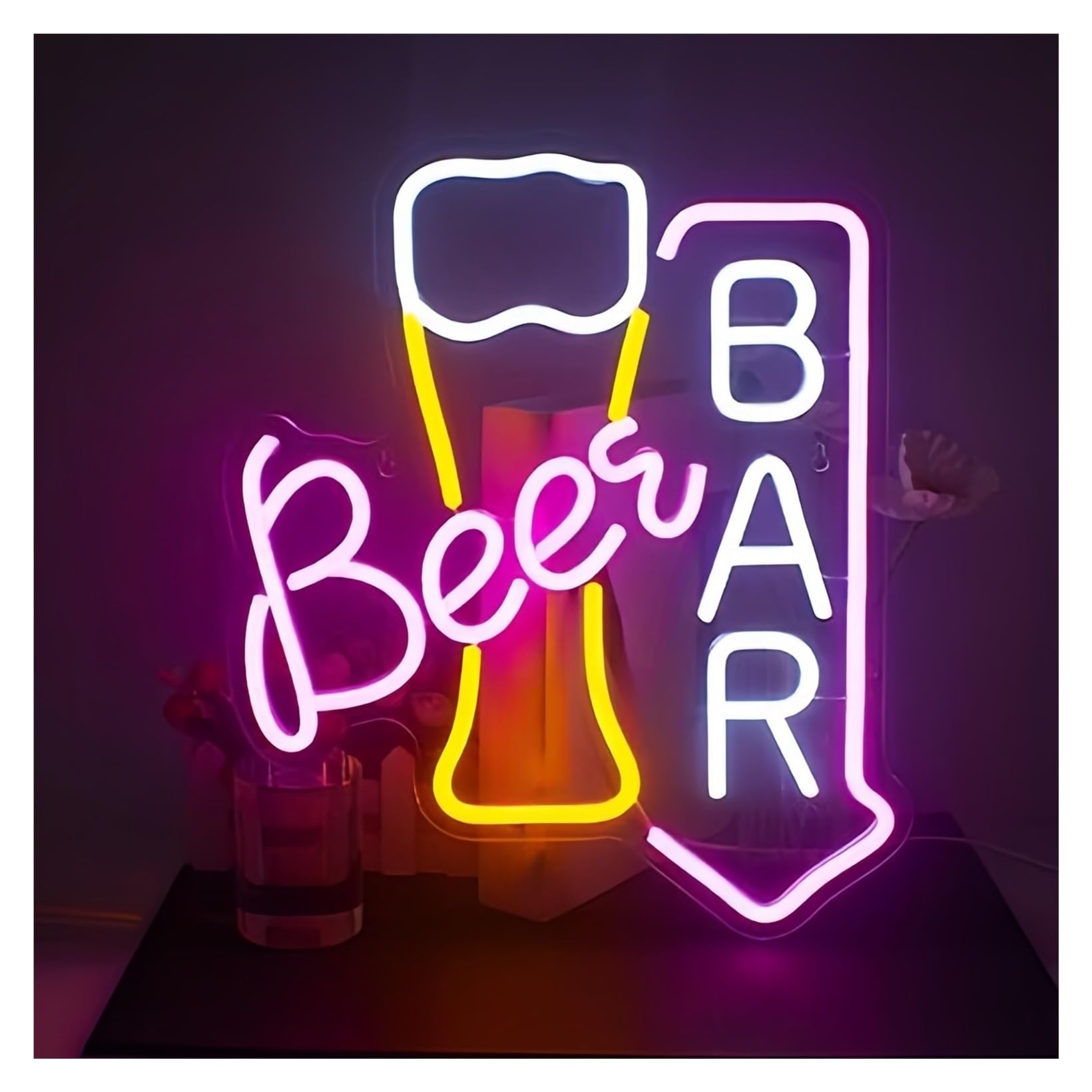 SHOUXI Sign Lamp USB Powered Neon, Beer Bar Neon Signs Adjustable Brightness Beer Neon Lights, Suitable for Club Bistro Party Decor 32cmx38cm