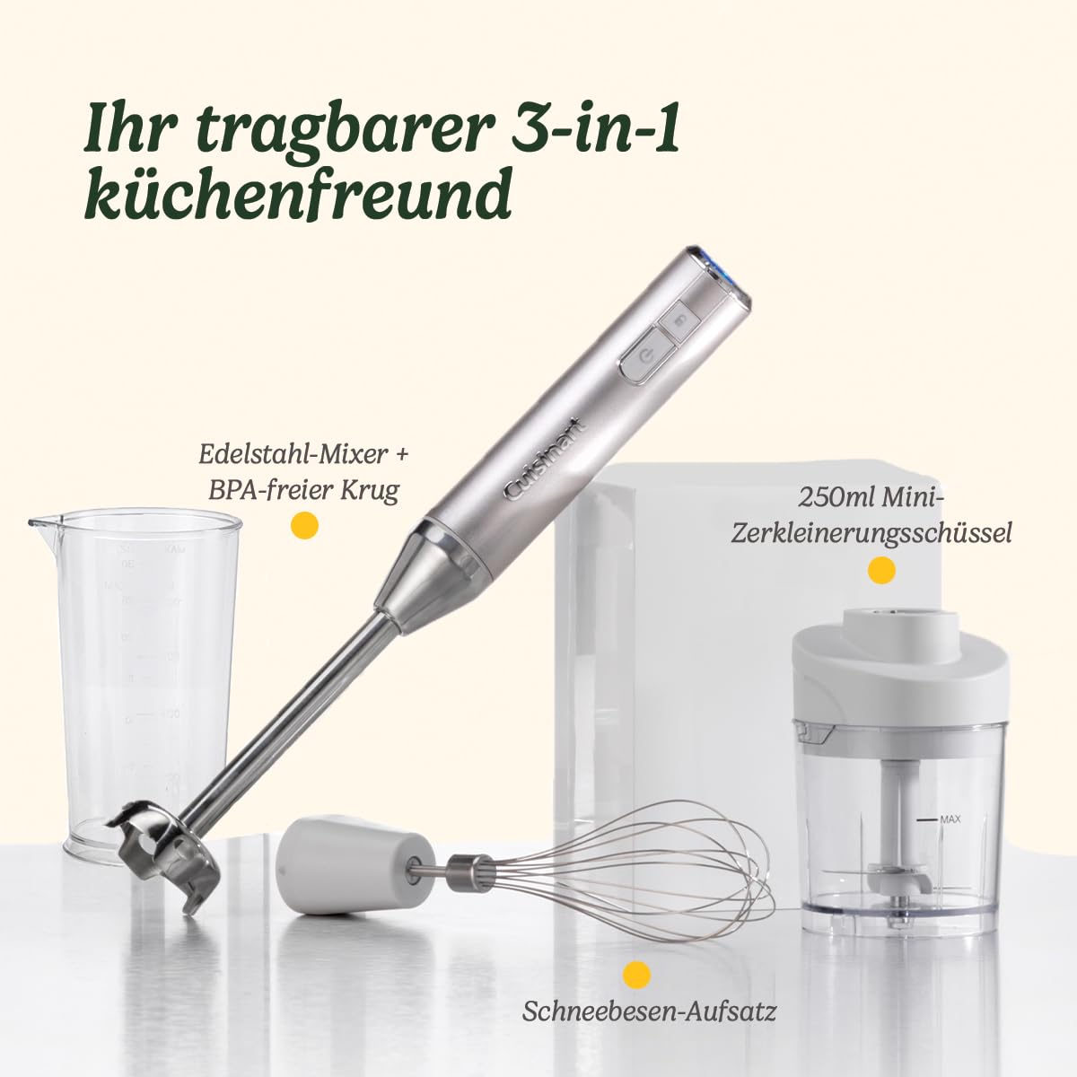 キッチン家電 Cuisinart Cordless Hand Blender Cuisinart Cordless 3-in-1 Power Hand Blender, Stainless