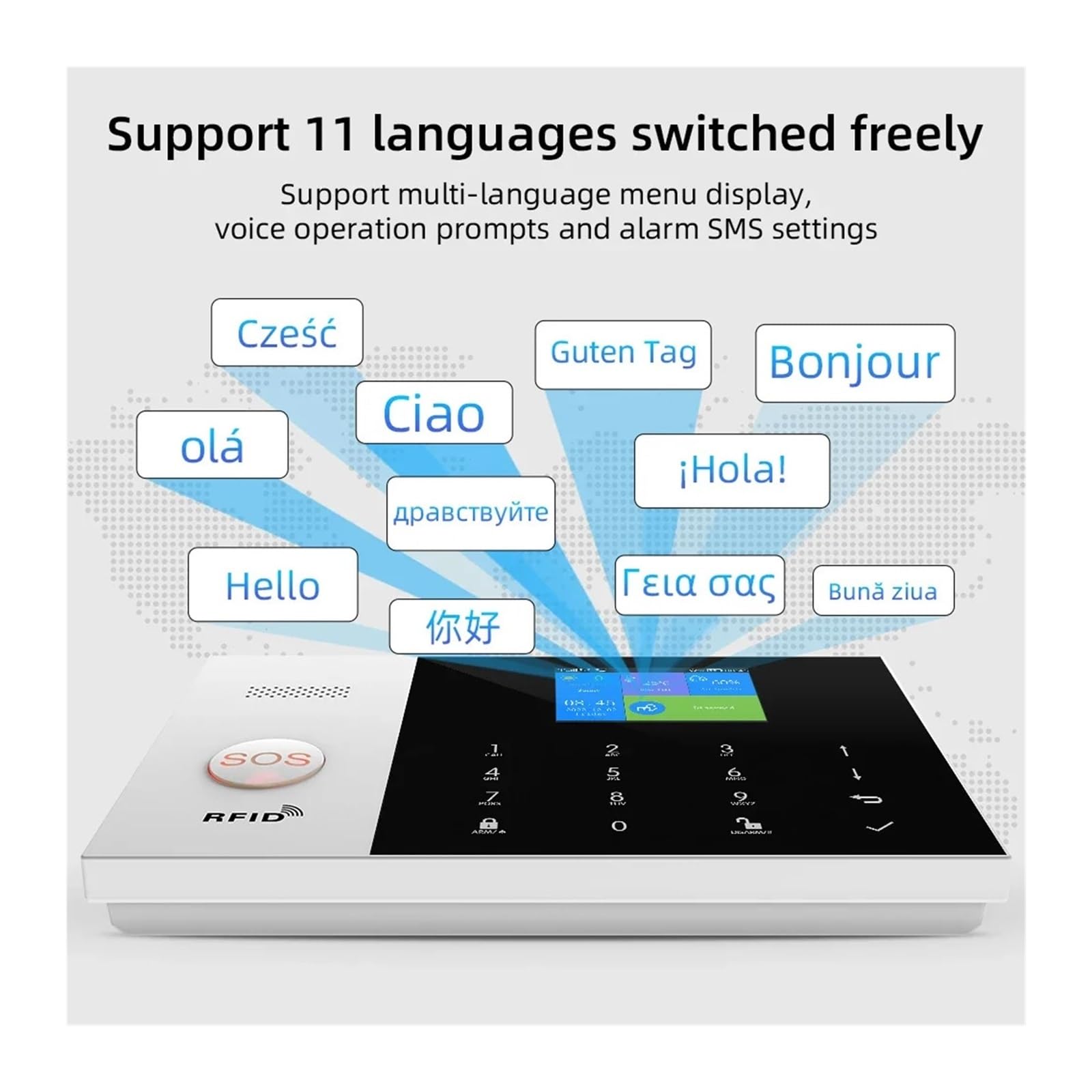 GeRRit Nuovo GSM di Allarme di Sicurezza Domestica for Tuya Smart Home, Casa Intelligente WiFi Antifurto Allarme Funziona con e Alarma De Seguridad Para El Hogar(J)