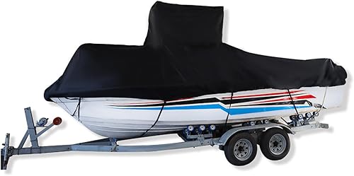 Miniatura 8 de ANTUKO Cubierta de barco resistente 420D, protección al aire libre, duradera y a prueba de desgarros, repuesto para barco T - Top de 20 - 22 pies