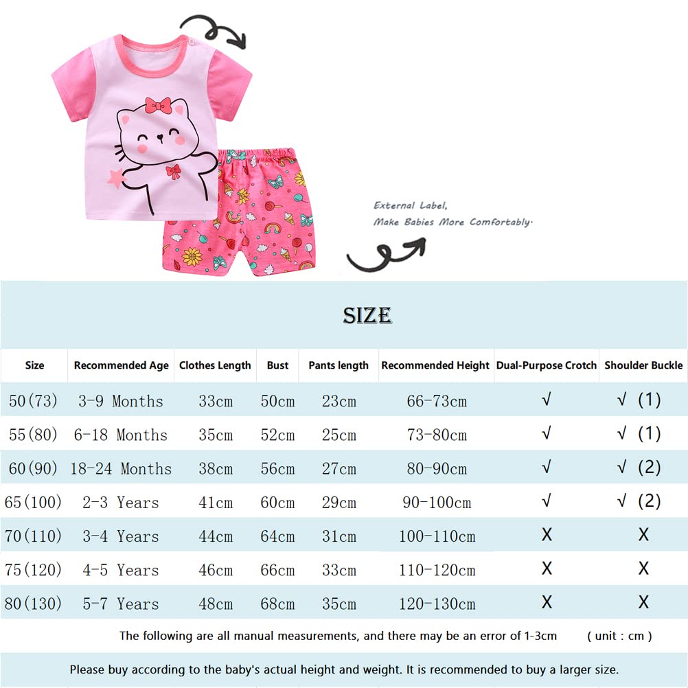6-częściowy/3 zestawy dla chłopców z krótkim rękawem T-shirt i szorty zestaw miękki, 100% bawełna, oddychający wzór kreskówkowy z guzikami na ramiona, rozm. 73-130 0-7 lat