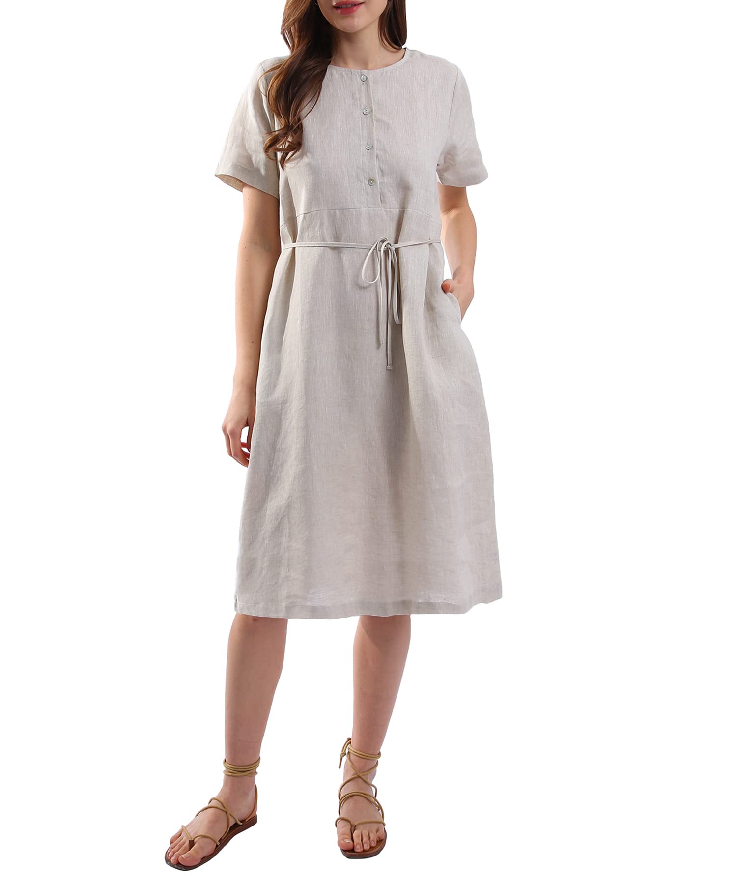Amazhiyu Womens Pure Linen Midi