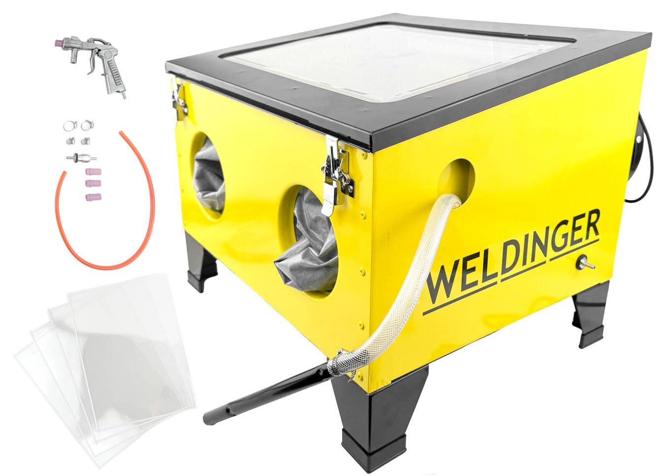 WELDINGER Sandstrahlkabine SK 200 Absauggebläse Staubabscheider Druck 4-8 bar