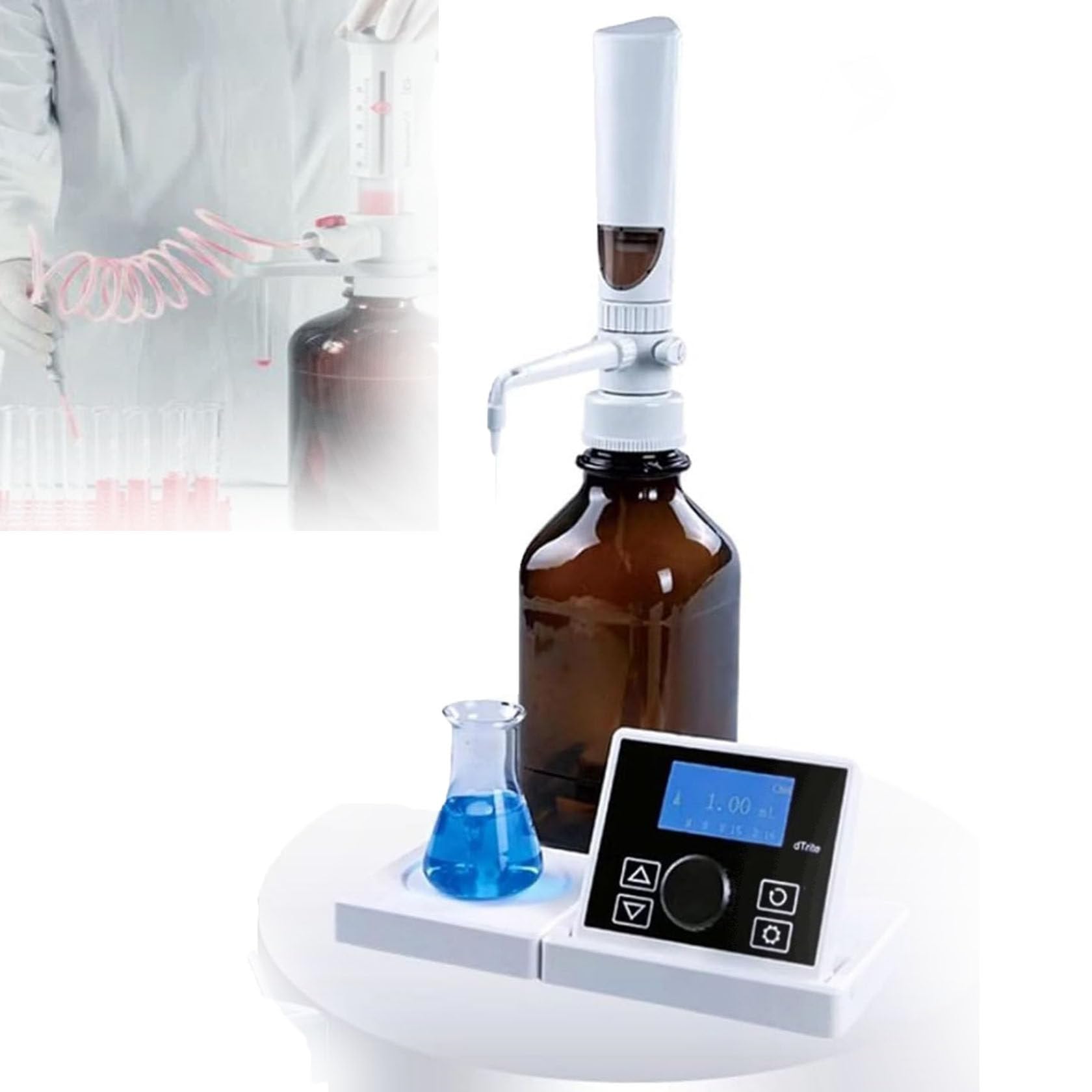 Elektronischer Labor-Flaschenaufsatz-Titrator, Polypropylen-Flaschenaufsatz-BüRette Mit Lcd-Display, 0,01–99 Ml Kontinuierliche Pipettierung, Elektronisches Labor-ReagenziendosiergeräT FüR Den