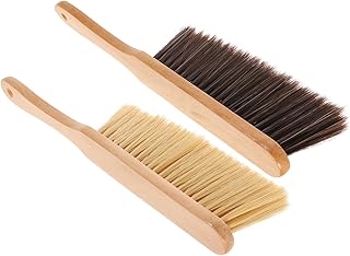 HOLIDYOYO Wood Hand Broom 2pcs Hand Broom Cleaning Dusting with Wooden Handle Counter Duster for Cleaning Car Bed Couch Draft Garden Furniture Clothes Carpet Patio Household Dusting Tools