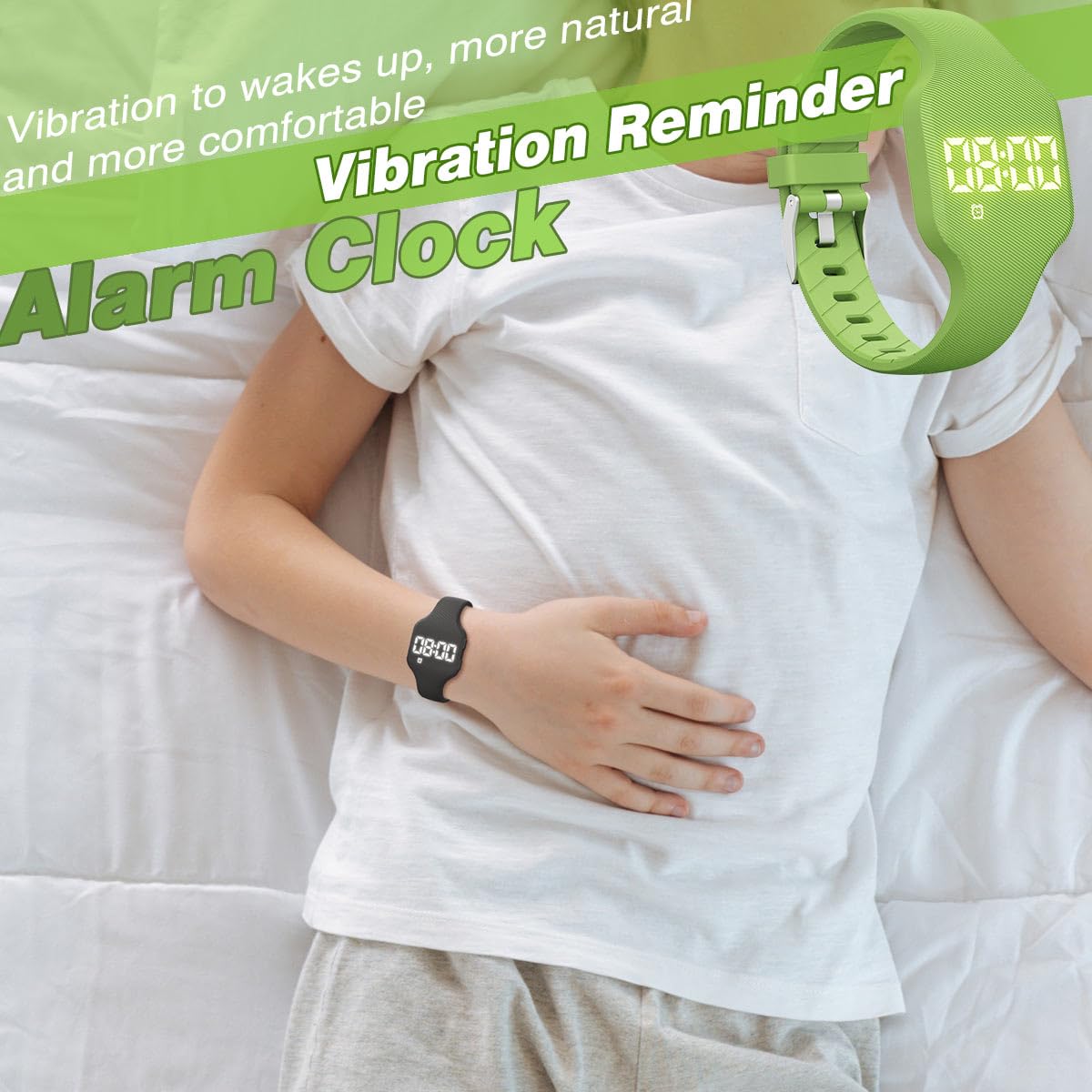Reloj de seguimiento de actividad LED para niños de 5 a 15 años, no requiere aplicación, reloj de pulsera deportivo digital, impermeable, podómetro, reloj despertador, correa de silicona, para