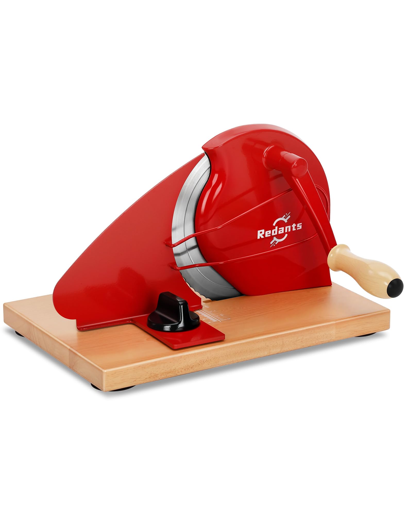 Redants Manual Bread Slicer for Homemade Sourdough Bread, Versatile Hand Crank Bread Slicer, Adjustable Thickness for Smooth Cutting, Food Grade Stainless Steel (Red)