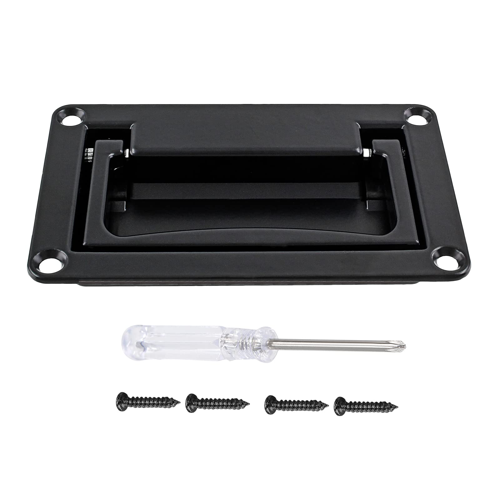 Black Zinc Alloy Recessed Pull Handle - 3.7"x2.4" Flush Mount For Toolbox, Deck Hatch, Drawer (Heavy Duty)