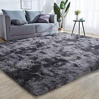 GJWLaie Rug For Living Room Bedroom Soft Shaggy Tie-Dye Area Rugs Plush Fluffy Non-Slip Living Room Rug Indoor Home Kidsroom Decor Carpet (DarkGrey, 160 * 200cm)