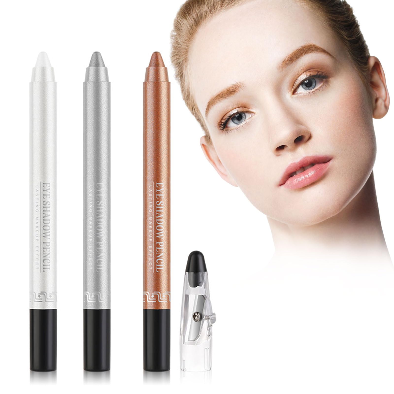 Sombra De Ojos Stick,3PCS Eyeshadow Stick,Sombra de Ojos en Barra Waterproof,Lápiz Sombra de Ojos,Sombra de Ojos Altamente Pigmentada,Barra Maquillaje Ojos,Sombras de Ojos Metálica Brillantes