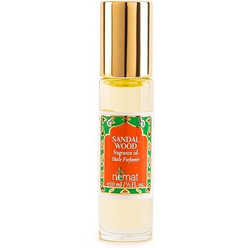 Sandalwood Perfume Oil Roll-On - Sandal Wood Fragrance Oil Roller (No Alcohol) Perfumes for Women and Men by Nemat Fragrances, 10 ml / 0.33 fl Oz