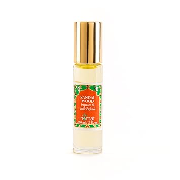 Sandalwood Perfume Oil Roll-On - Sandal Wood Fragrance Oil Roller No Alcohol Perfumes for Women and Men by Nemat Fragrances, 10 ml / 0.33 fl Oz