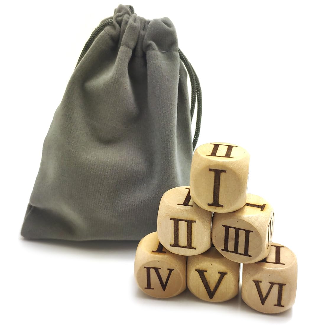 Set Of 6 Pieces 20MM Wood Dice Set Creative Design Roman Number Pattern Wood Rolling Dices Party Game Roll Decider
