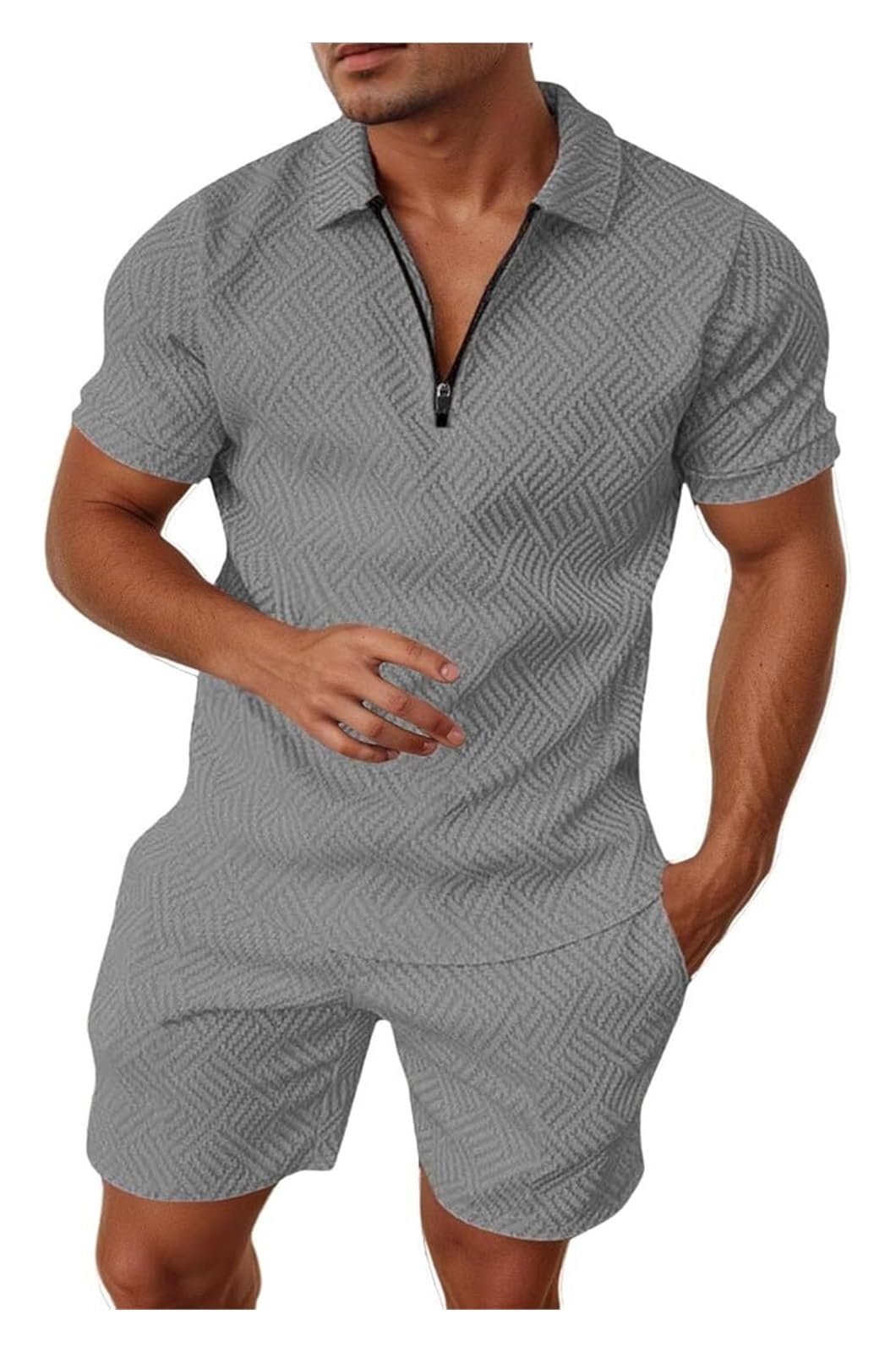 2-częściowy zestaw męski jednokolorowy prążkowany dres letni lniany garnitur dwuczęściowy luźna koszula + elastyczne krótkie spodnie stroje klapa dres sportowy spodnie męskie