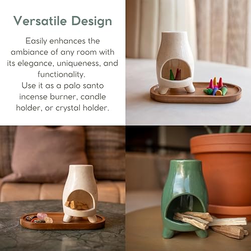 Miniatura 3 de Best Life Shoppe Mini-Chiminea - Soporte de Palo Santo hecho a mano, quemador de incienso y atrapa cenizas para palitos de Palo Santo o incienso,