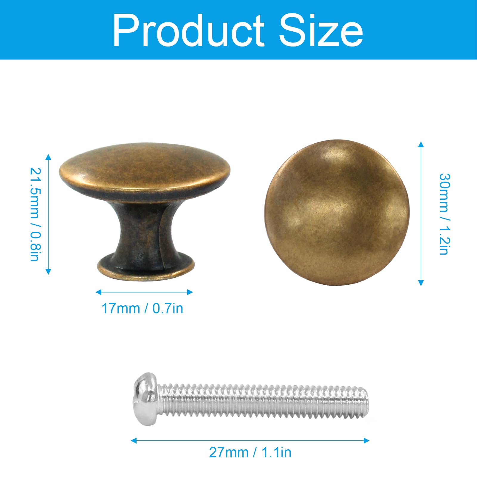 Cjueiom 12Pcs Kitchen Cabinet Knobs, Red Bronze Door Knobs - Image 2