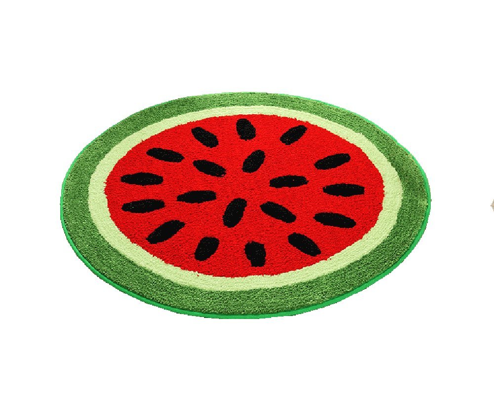 KUKISHOP Baby Round Creative Shaggy Watermelon Area Rugs and Carpet Soft Bedroom Home Carpet Mat Pad for Kids Play,Round 35.4