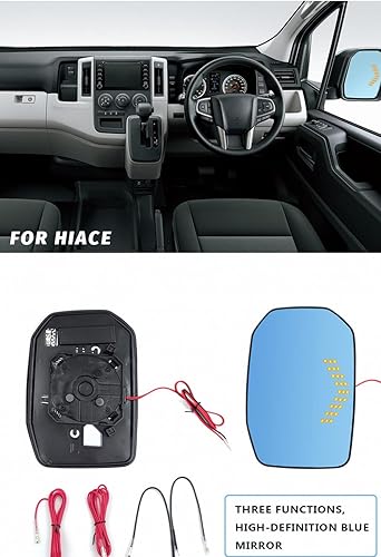 Miniatura 2 de 2 unids calentado con señal de giro antimareos espejo de visión lateral azul gafas reemplazo para 2020 Toyota Hiace 300 tipo 6 espejo retrovisor