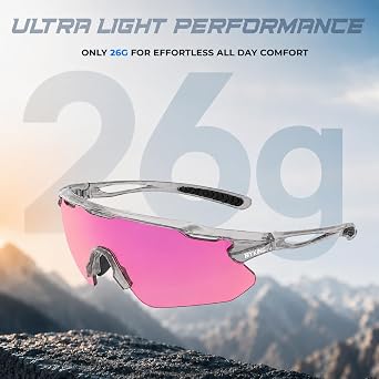 Byking Sport Sunglasses, Polarised Glasses For Men/Women, Sunglasses For Running Hiking Cycling Golf Cricket Beach Volleyball Rowing. Sport Protective Shades with UV400 Multi-colour Lens.