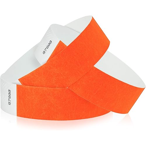 100 WristCo Coral Red Tyvek Wristbands for Events - Comfortable Tear Resistant Paper Bracelets ID Wrist Bands for Concerts Festivals Admission Party Identification