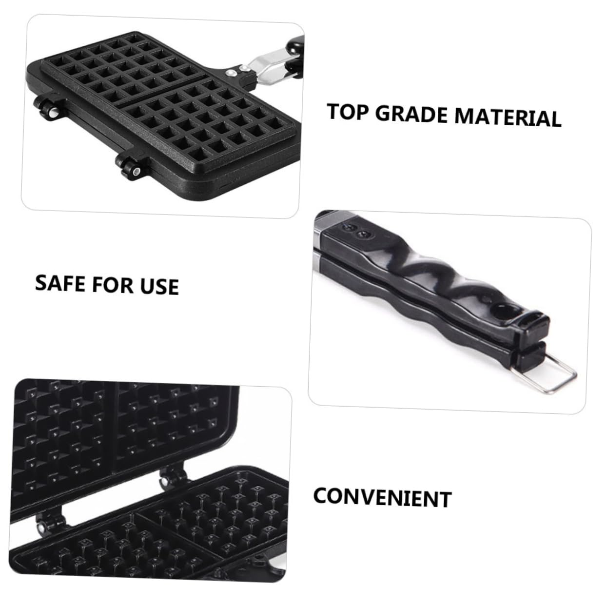 Mikinona Stampo per Waffle Resistente al Calore e Lavabile Nero in Alluminio Pressofuso Forma per Dolci per Cucina e Forno