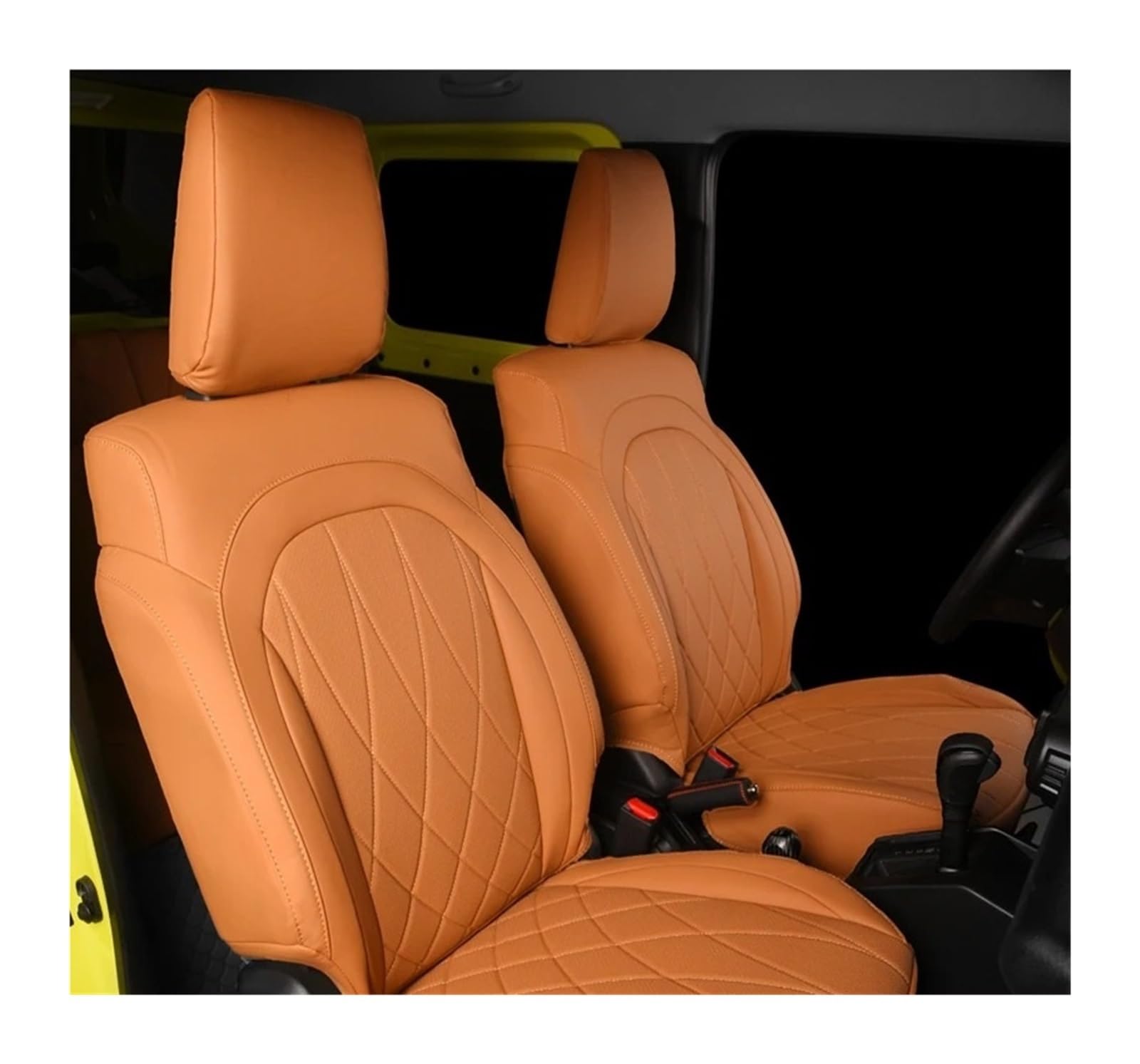 per Suzuki per JIMNY Jb64 Jb74 2023-2019 Seggiolino Auto Personalizzato Coperture Cuscino Set Pelle Traspirante Airbag Compatibile Set Coprisedili Macchina(Rear Seats,Marrone)