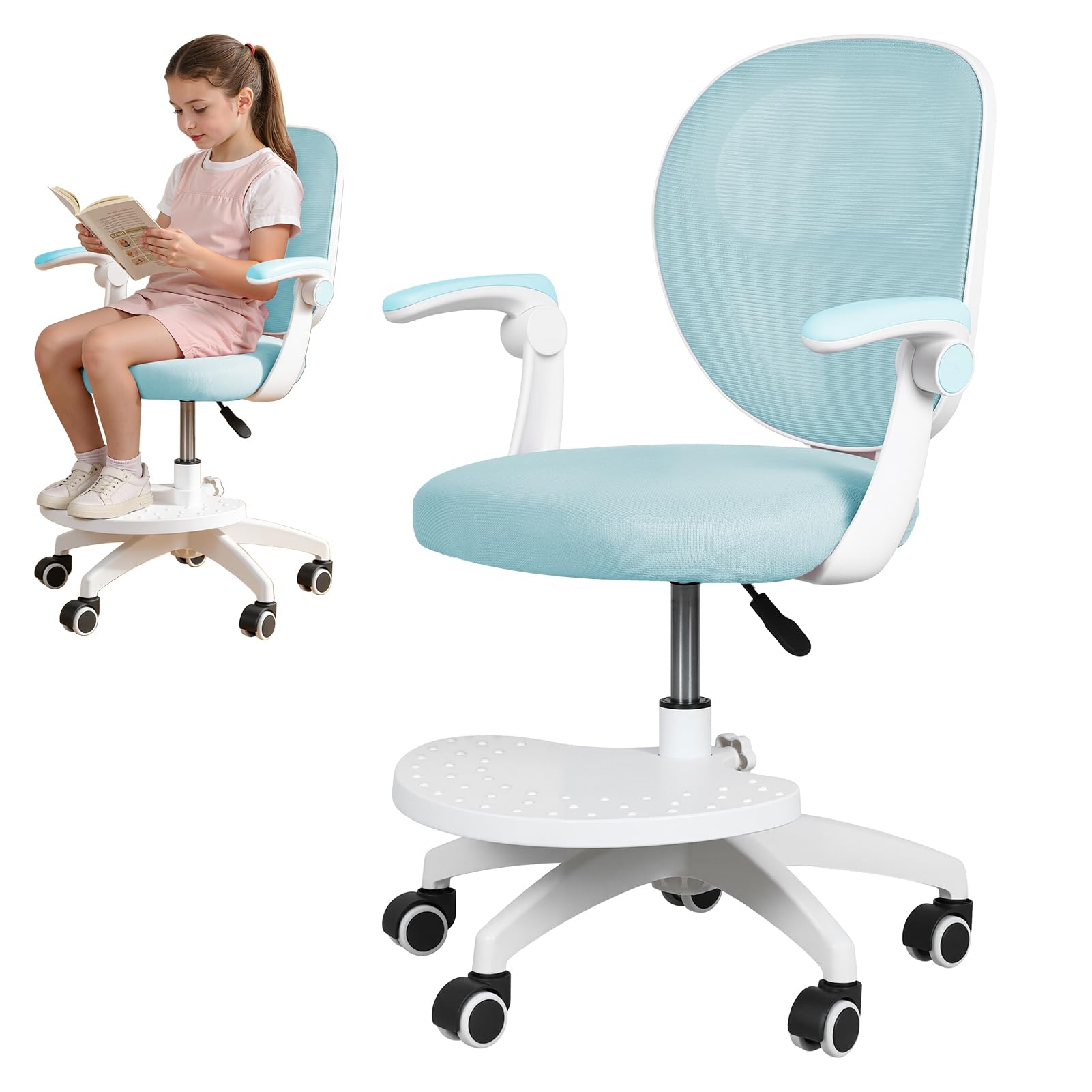 Chaise de bureau enfant ergonomique bleue pour éviter le mal de dos