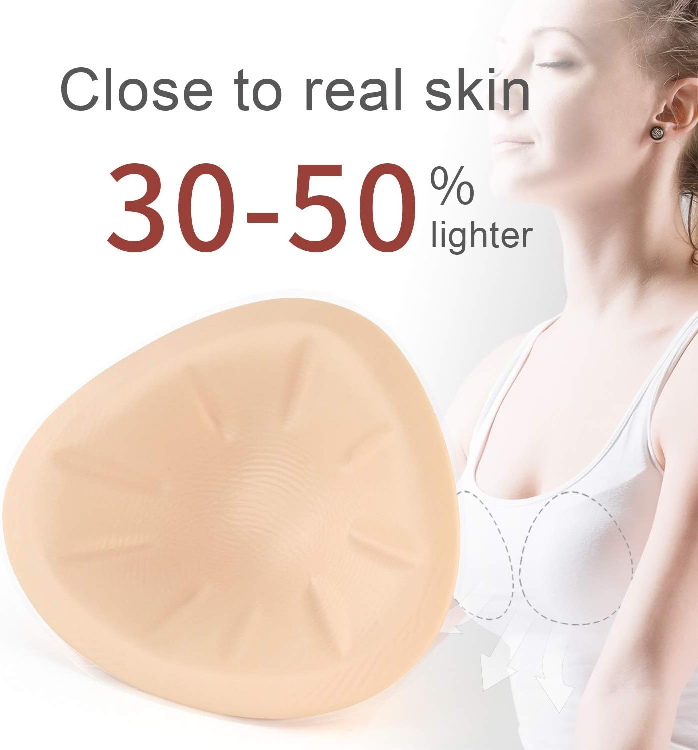 Triangle Lightweight Silicone Breast Forms, Concave Breast Prosthesis Bra Inserts for Mastectomy Swim Cosplay(1 Piece)