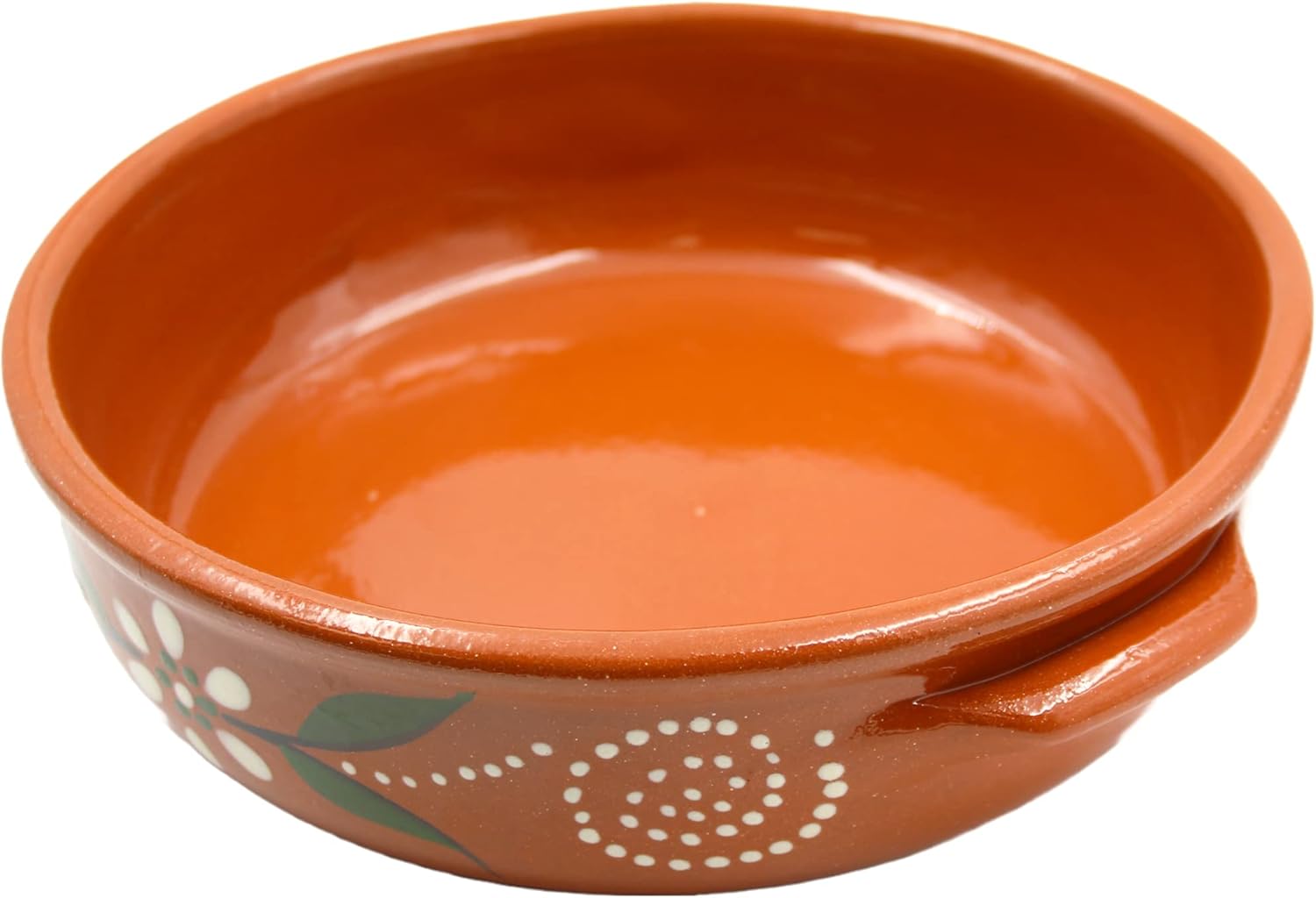 Hand-Painted Traditional Portuguese Terracotta Cazuela Cooking Pot Roaster - Made in Portugal (12.5" x 12.25 x 3")
