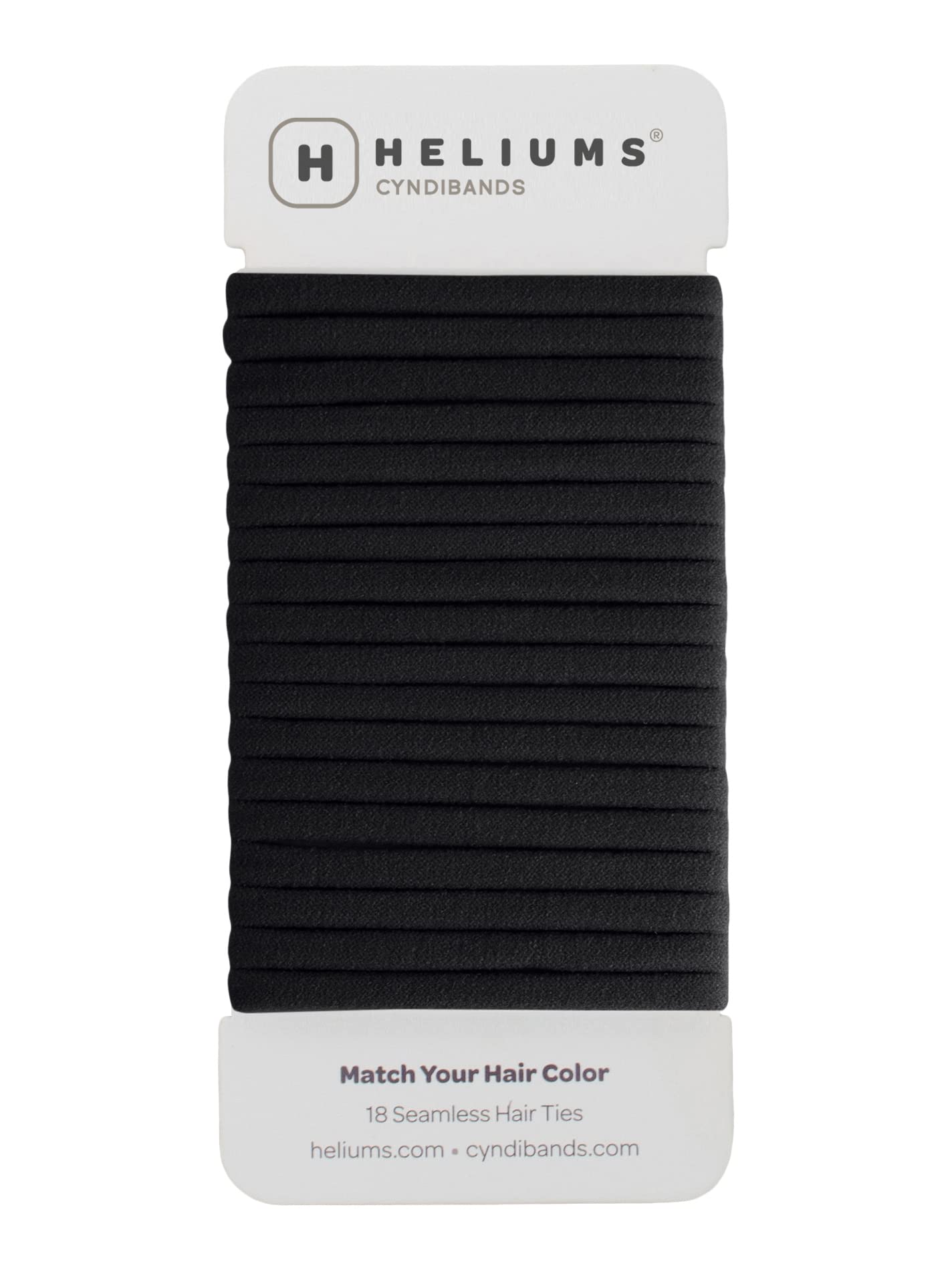 Heliums Thin Seamless Hair Ties - Black - 6mm Nylon No Damage Ponytail Holders, 1.75 Inch, Medium Hold for Thin to Normal Hair - 18 Pack