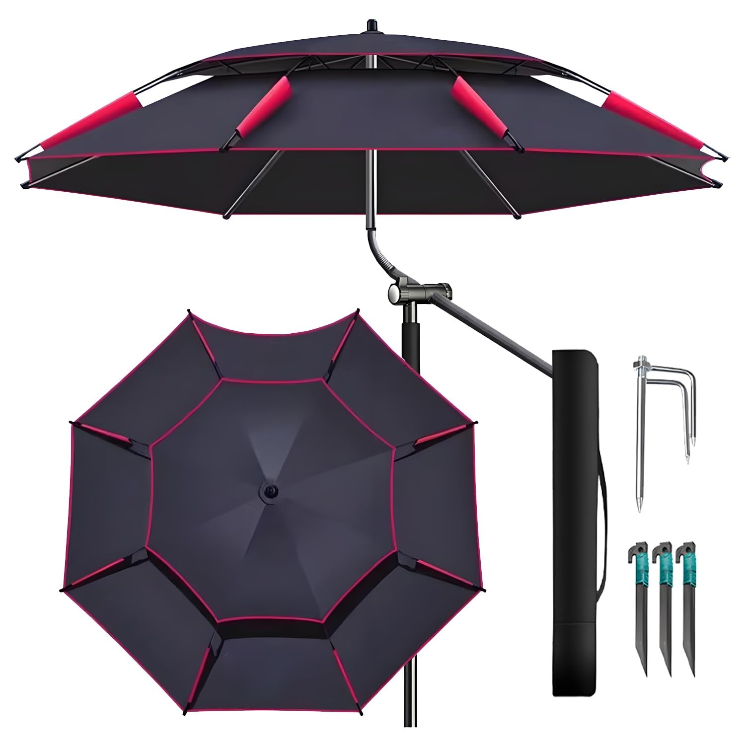 Parasol de terrasse portable idéal pour les après-midi de pêche au jardin