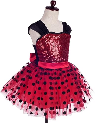 Miniatura 3 de Dressy Daisy Disfraz de mariquita a lunares para niñas, vestido de tutú para Halloween, Navidad, vestidos de fiesta, talla 3-8