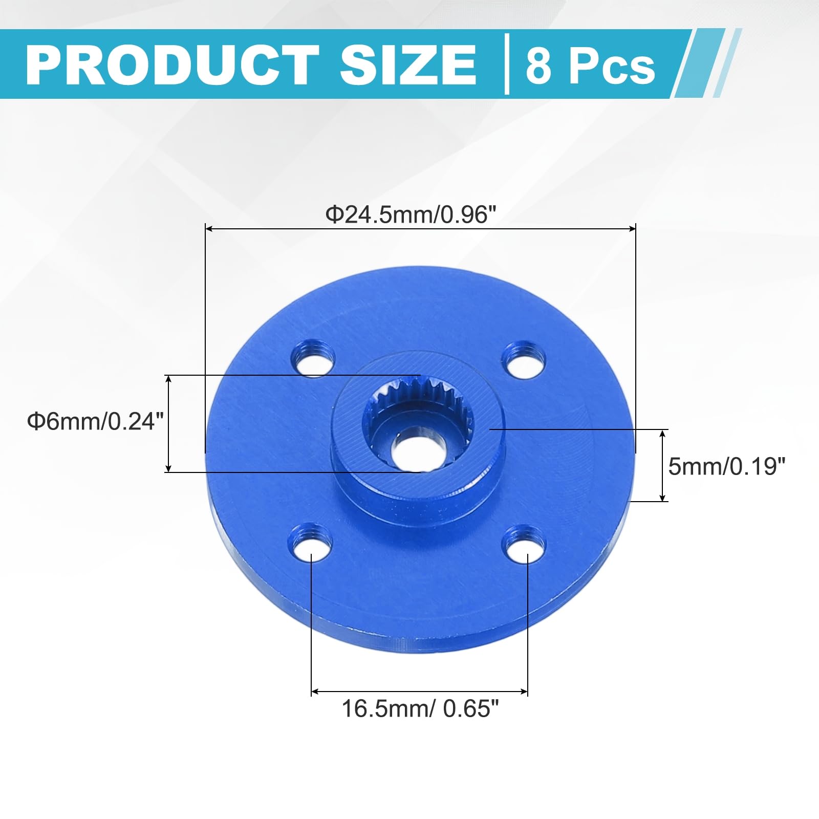 sourcing map Lot de 5 bras de klaxon de servo ronds 25T, bras de robot en métal et aluminium pour modèle RC de voiture, robot, bateau, avion (bleu)